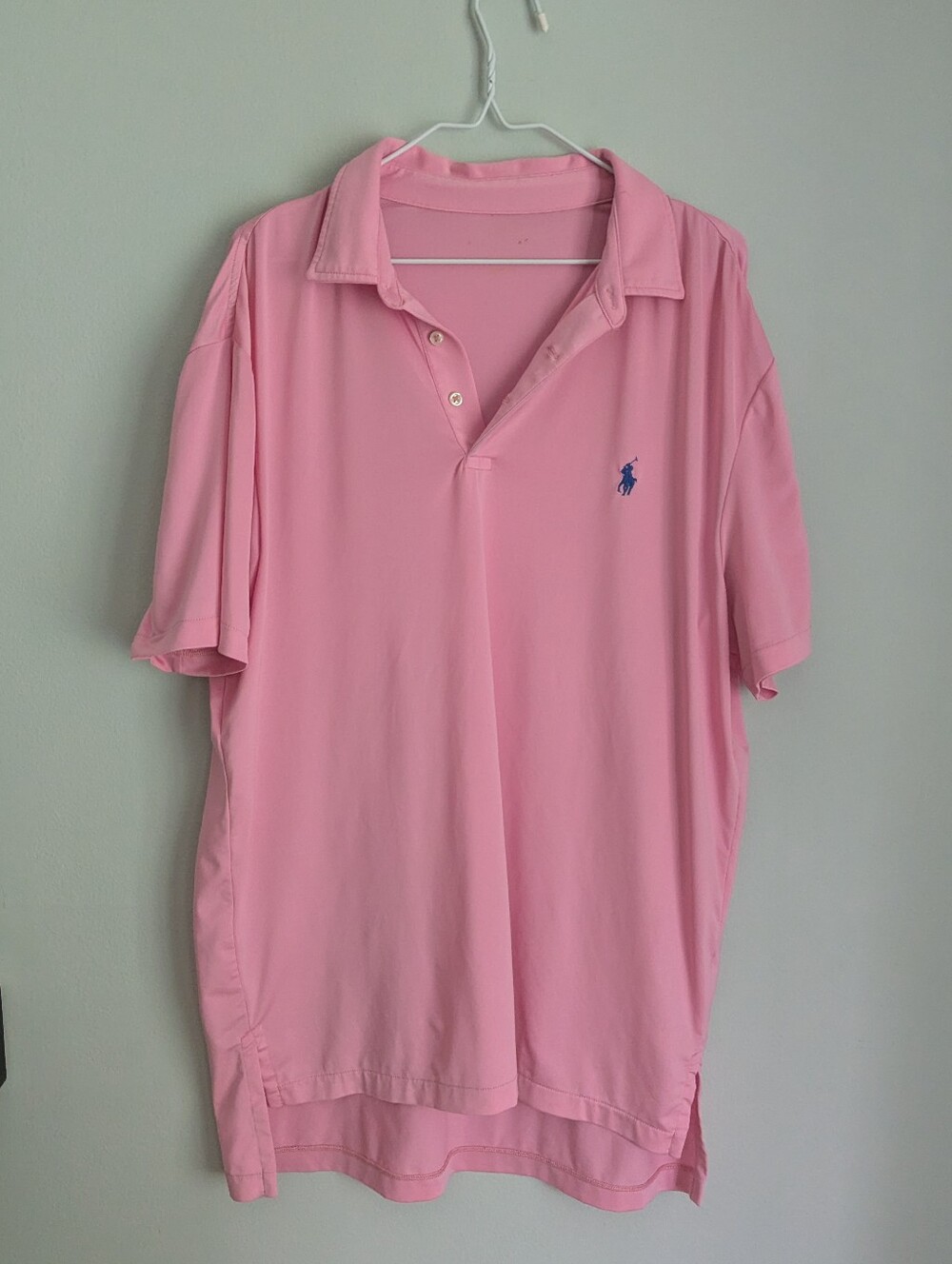 Polo Ralph Lauren Performance Mens Large Short Sleeve Golf Polo Pink Polyester